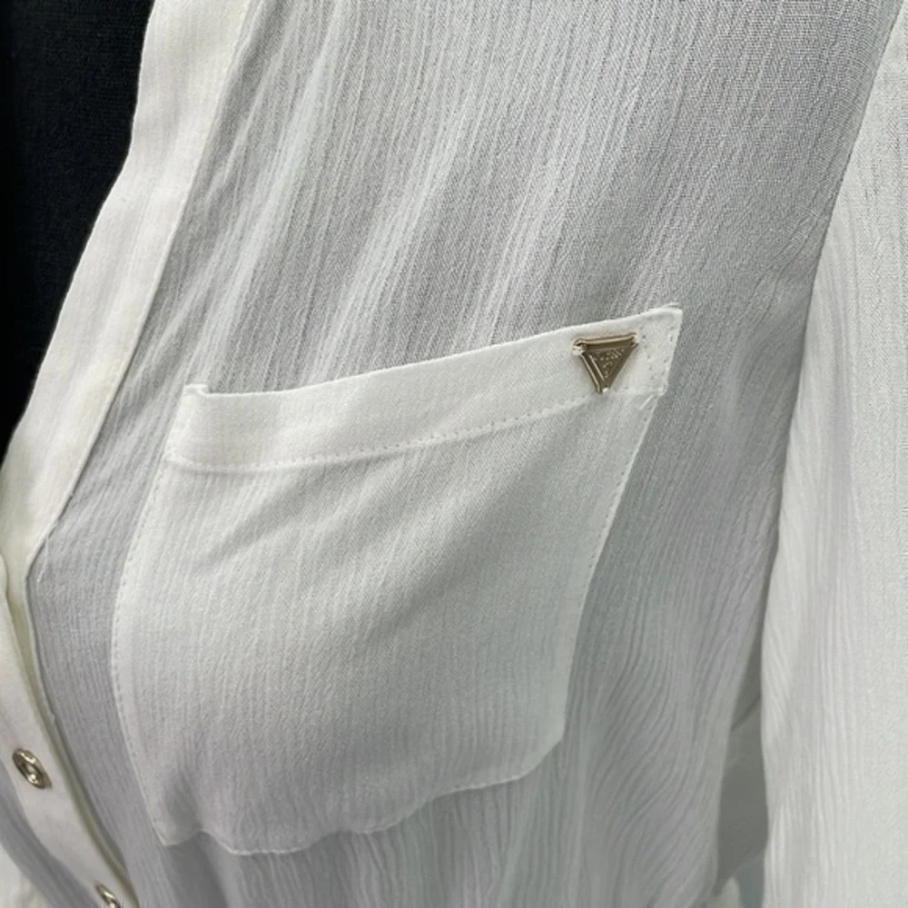 NWT Guess gauze like  off-white long sleeve lightweight cover/up XS